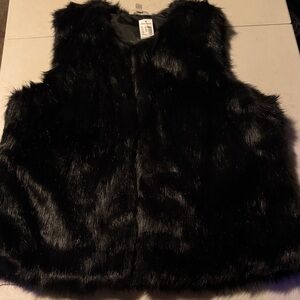 Dress Barn Black Faux Fur Vest Black Cat Sweater Streetwear Statement Style Club
